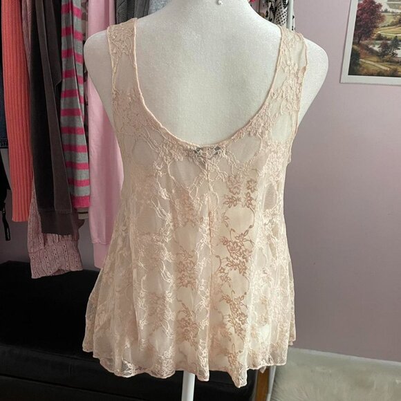 2000s Cream Lace Tank Top - Picture 3 of 8
